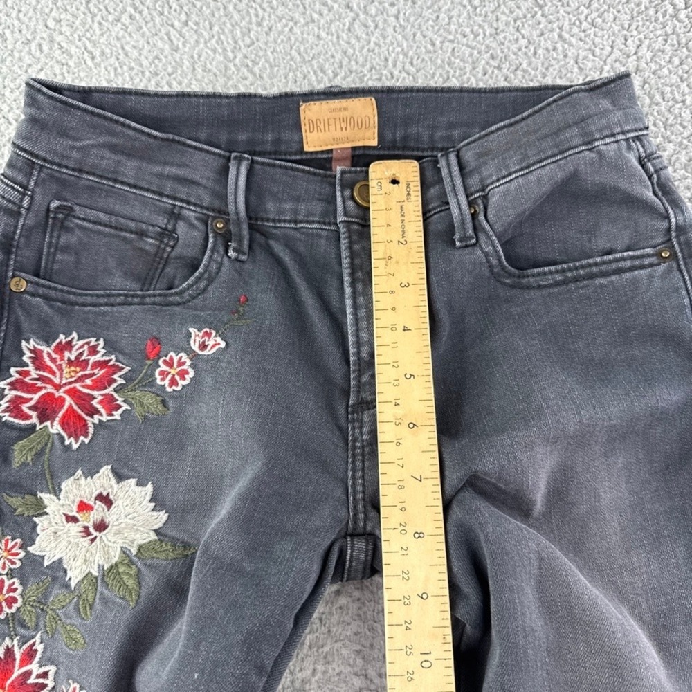 Driftwood Jeans Womens 24X28 Black Jackie Embroidered Floral Denim Classic Fit - Picture 10 of 16